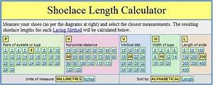 Great Site With Lots Of Shoelace Information Shoe Laces Calculator