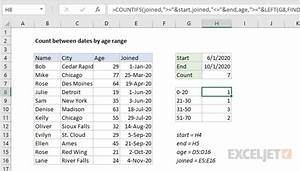 Count Between Dates By Age Range Excel Formula Exceljet