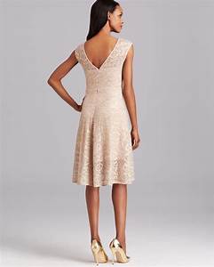 Lyst Unger Dress Cap Sleeve Metallic Knit Lace Highlow In Pink