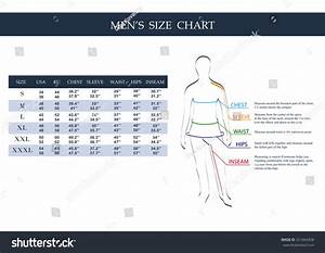 Size Chart Men Measurements Clothing Stock Vector 321664358
