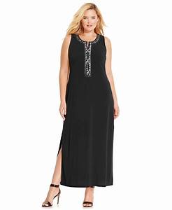 Spense Plus Size Embellished Sleeveless Maxi Dress In Black