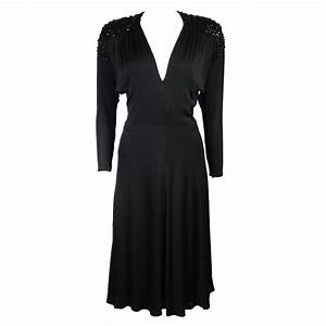Nolan Miller Attributed Black Jersey Embellished Cocktail Dress Size