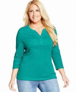  Scott Plus Size Three Quarter Sleeve Henley Top Only At Macy 39 S