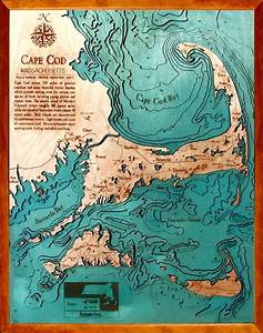 Wood Cut Nautical Charts Cape Cod Bay Nantucket Island Wood Map