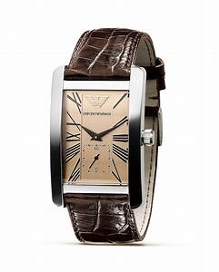 Emporio Armani Men 39 S Rectangle Leather Watch 32 Mm Bloomingdale 39 S