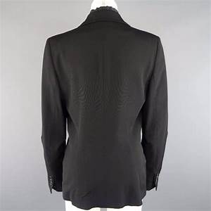  Demeulemeester Size 6 Black Wool Raw Trim Peak Lapel Blazer For