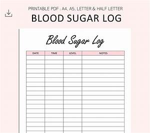 Blood Sugar Log Printable Blood Sugar Reading Tracker Etsy Canada