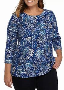  Rogers Plus Size Feather Print Top Belk