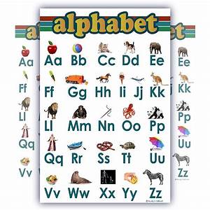 learning alphabet abc chart white laminated classroom poster young n