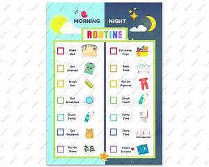 Kid Morning Bedtime Routine Chart Printable Editable In 2022