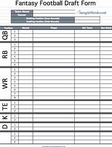 Printable Football Draft Chart And Form Pdf Excel Nfl