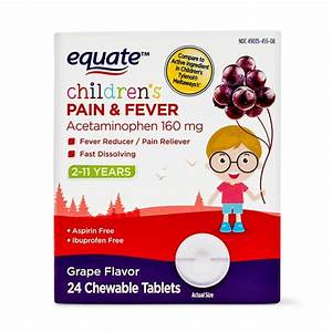 Equate Children 39 S Grape Fever Reliever Tablets 160 Mg 24 Count