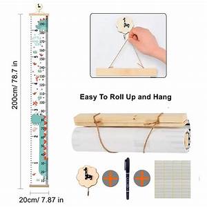 Kids Growth Chart Removable Canvas Roll Up Height Record Chart Ruler