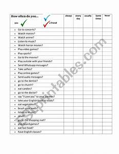How Often Do You Chart Esl Worksheet By Gabixuna