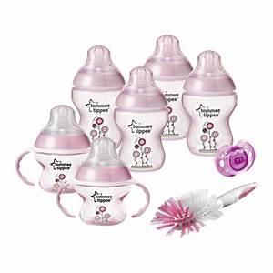 Buy Tommee Tippee 0m Decorated Bottle Starter Set Slow Flow Pink