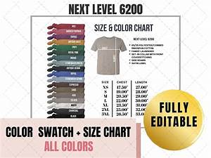 Editable Next Level 6200 Color Size Chart Digital File Color Etsy In