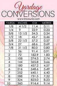Yardage Conversion Fabric Conversion Chart Calculator Treasurie