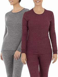 Fruit Of The Loom Womens Plus Size Fit For Me Thermal Waffle Crew Top