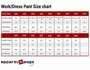 Pant Size Chart Apparelnbags Com