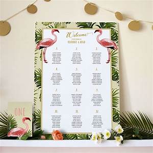 Art Deco Flamingo Wedding Seating Chart By Vanilla Retro Stationery