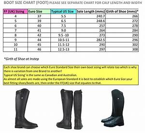 Size Chart For Fuller Fillies Dress Boots And Field Boots Boots