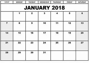 Printable Calendar 2019 Free January 2018 Printable Calendar Blank