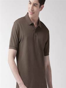 Buy Marks Spencer Men Taupe Solid Polo Collar T Shirt Tshirts For