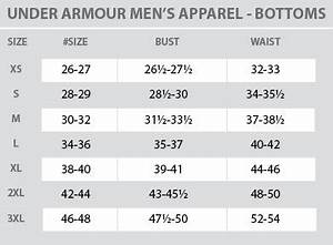 Under Armour Size Chart Mens Bottoms