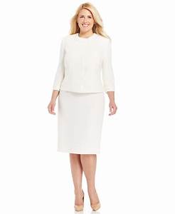 Lyst Tahari Plus Size Pearl Embellished Skirt Suit In White