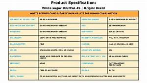Product Specification White Sugar Icumsa 45 Origin Brazil