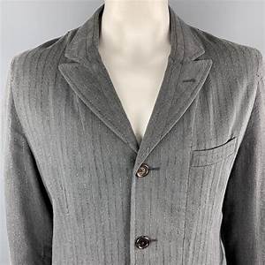  Demeulemeester Size Xl Grey Stripe Cotton Blend Peak Lapel Jacket