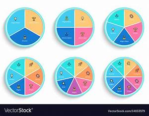 Pie Charts With 3 4 5 6 7 8 Steps Sections Vector Image