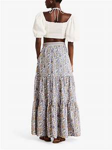 Boden Lorna Floral Print Tiered Maxi Skirt Ivory Multi At John Lewis