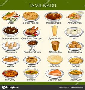 Illustration Of Delicious Traditional Food Of Tamil Nadu India Stock