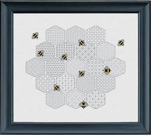 Blackwork Embroidery Honeycomb Worker Bees Chart By Peppermint Etsy