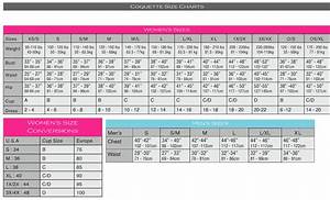 Size Chart For Women 39 S Coquette And Zakk Abc 