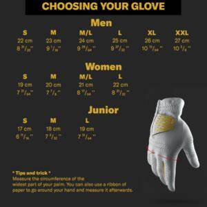 Cadet Golf Glove Size Chart