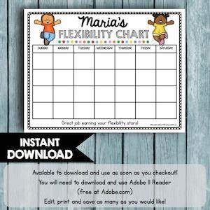 Flexibility Chart Editable Instant Download Autistic Autism Spectrum