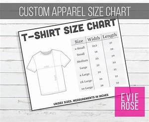 Custom Apparel Size Chart Graphic For Your Etsy Shop Custom Etsy