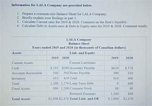 Solved Information For Lala Company Are Provided Below 1 Chegg Com