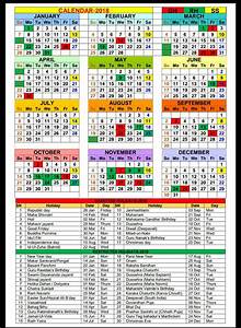 Calendar 2018 With Gazetted And Restricted Holidays