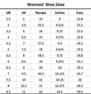 Ladies Shoe Size Chart Tealcloset