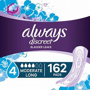 Always Discreet Incontinence Pads Moderate Absorbency Long 162 Ct