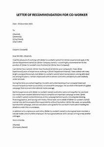 Letter Of Recommendation Co Worker Templates At Allbusinesstemplates Com
