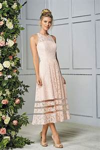  Bridal B2 Style B193063 In New Shell Pink Lace Tea Length