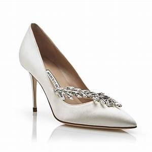 Manolo Blahnik Nadira 1030 00 White Satin Pointy Toe Court Shoes