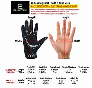 youth football gloves size chart