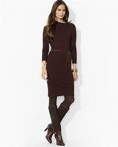 Lyst Ralph Cotton Dress With Faux Suede Trim In Brown