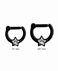 Black 316l Surgical Steel Hinged Septum Clicker Star Choose Your Size