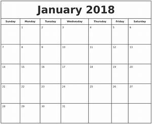 January 2018 Print Free Calendar